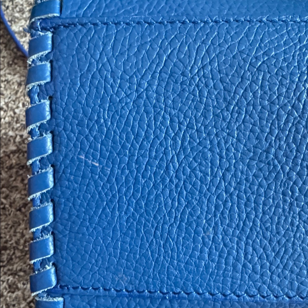 Gianni Chiarini Firenze Blue Pebbled Leather Satchel Crossbody Made in Italy - Picture 11 of 14